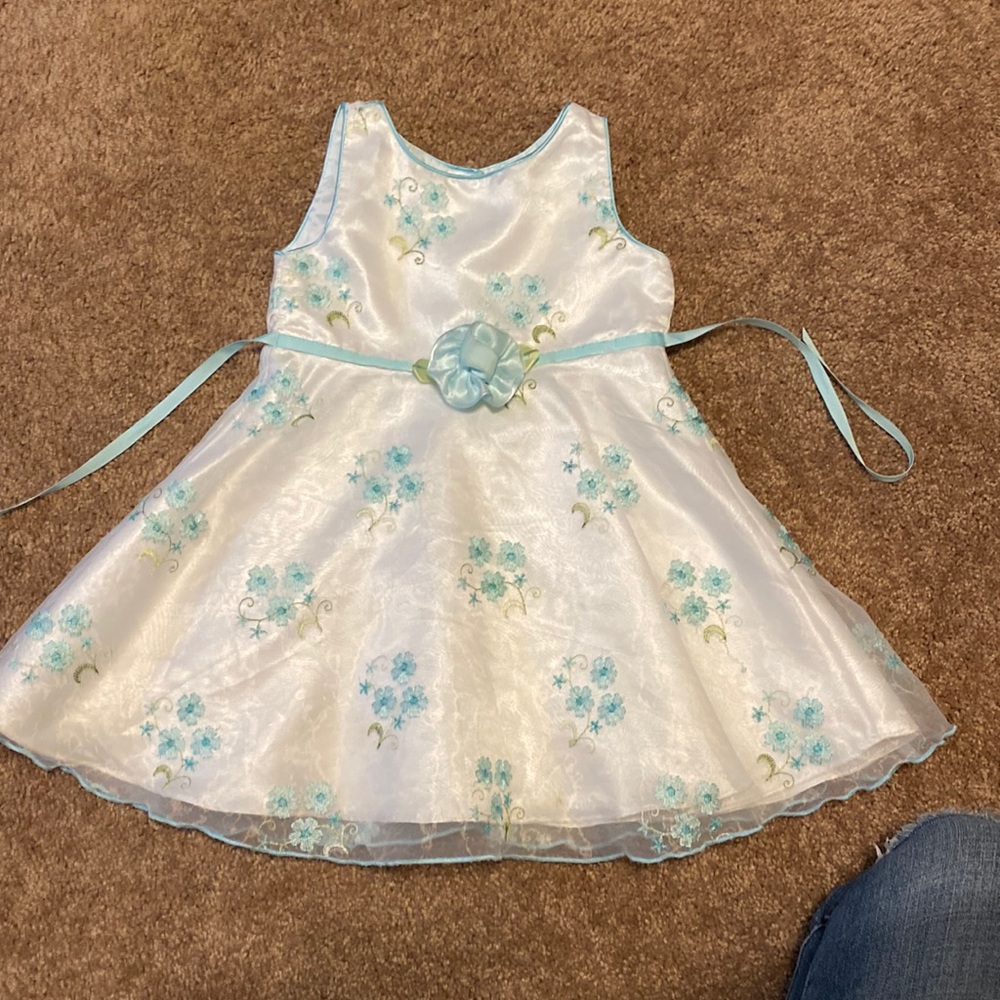 Sweet Heart Rose size 4T dress. White with blue flowers